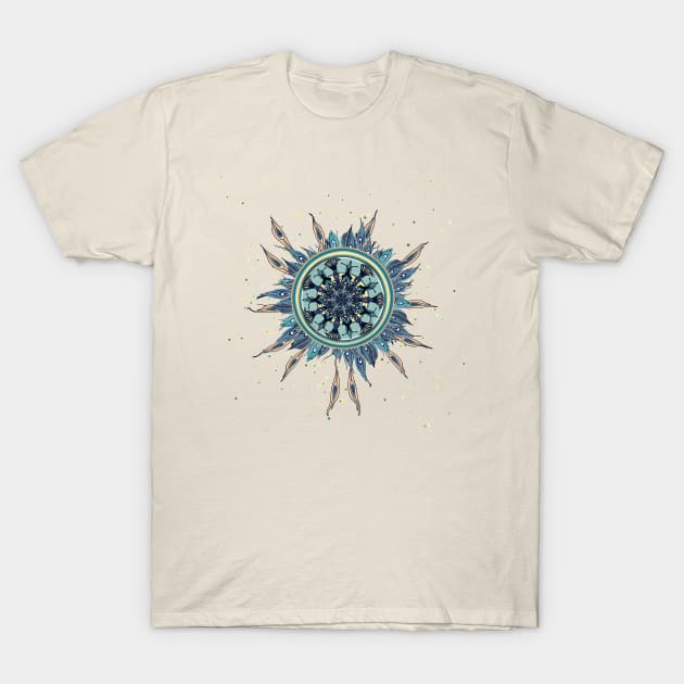 Abstract Peacock Mandala Art Tee T-Shirt by DISmithArt